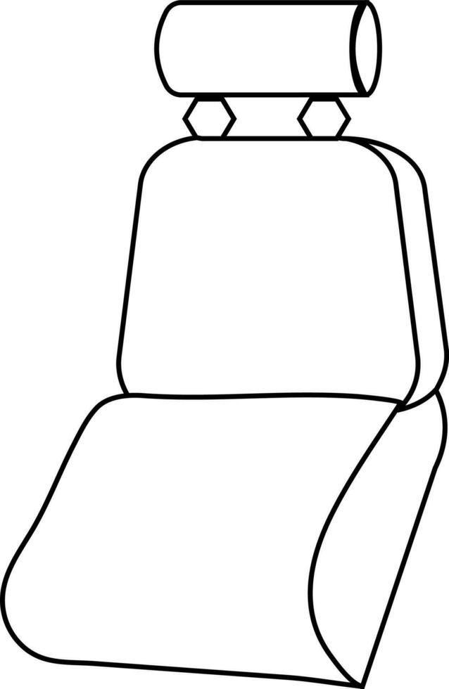 Isolated blank auto seat in black line art. vector