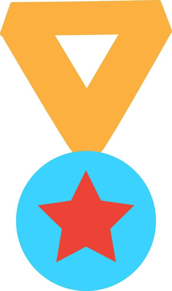 Star decorated medal with ribbon. vector