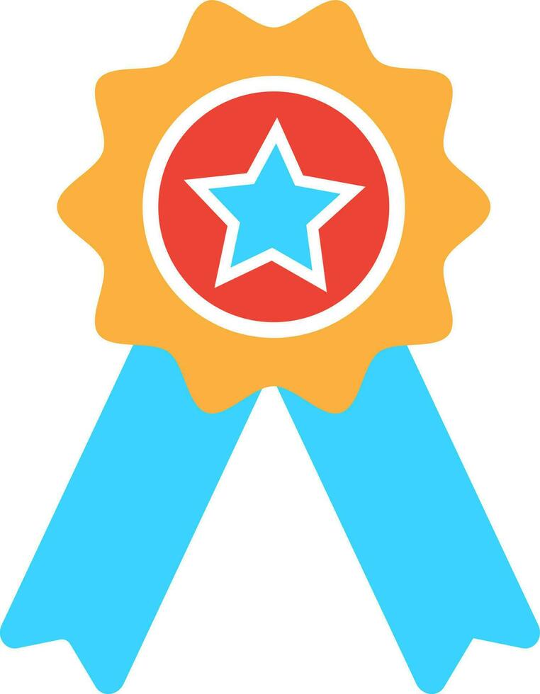 Star decorated badge with ribbon. vector
