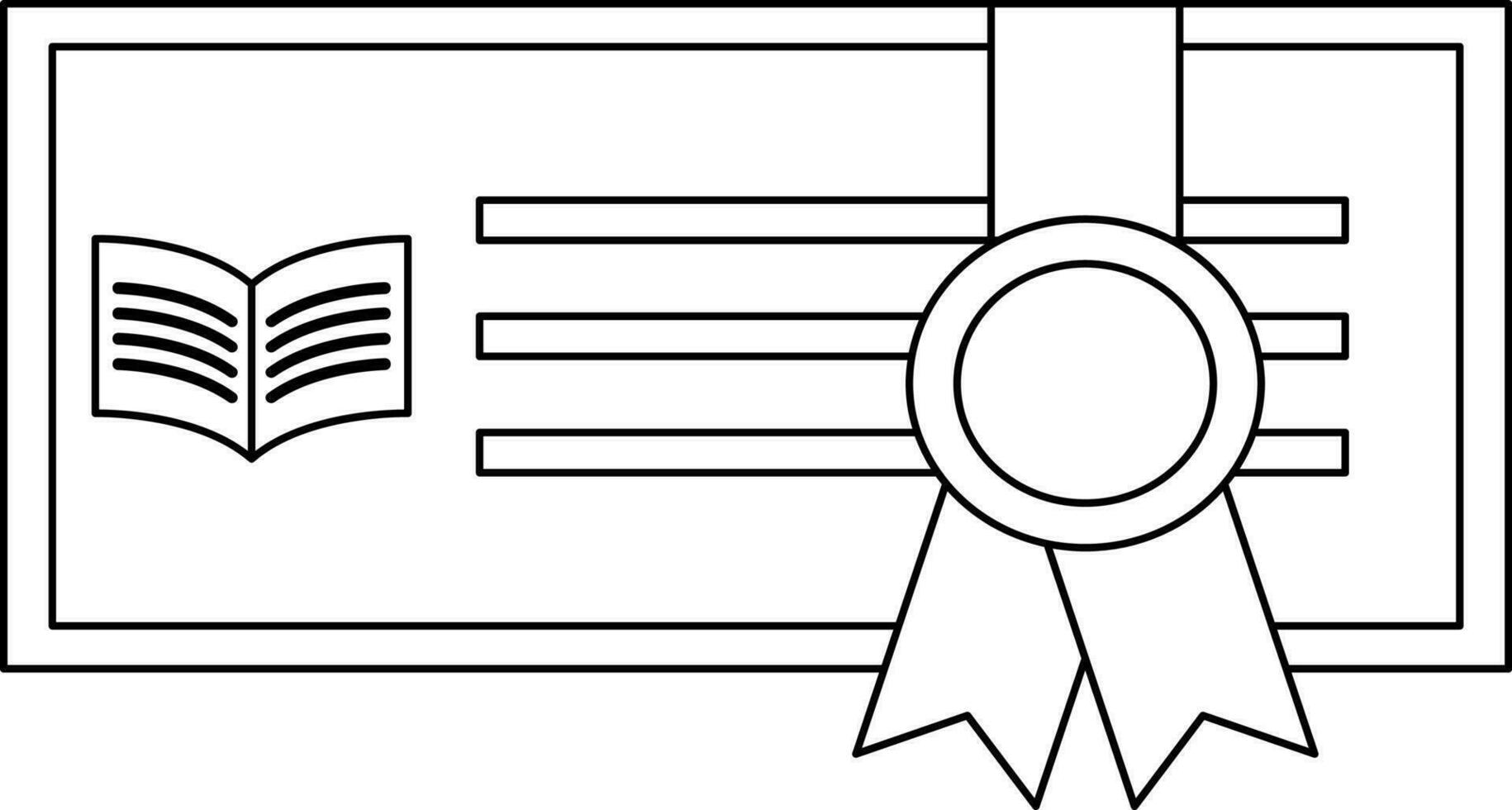 Black line art award certificate with badge. vector