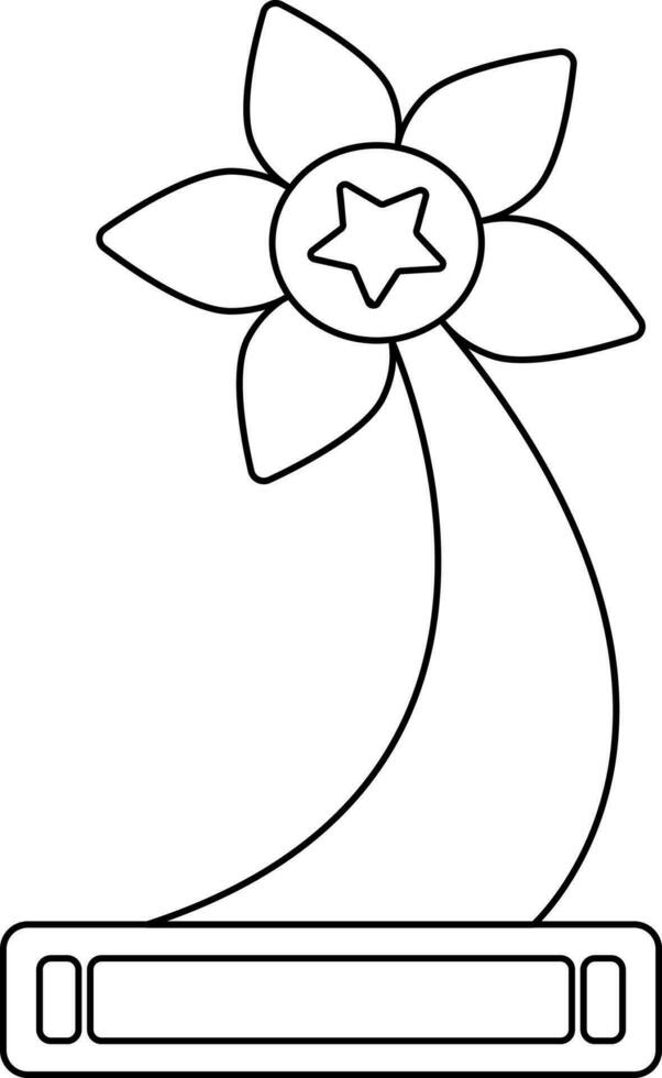 Black line art flower style trophy award. vector
