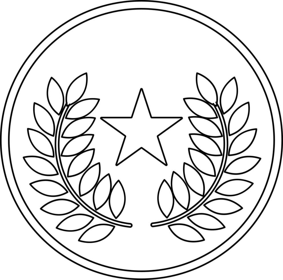 Star and laurel wreath decorated circle. vector