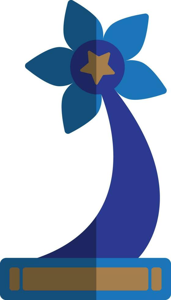 Stylish blue flower in shadow award. vector