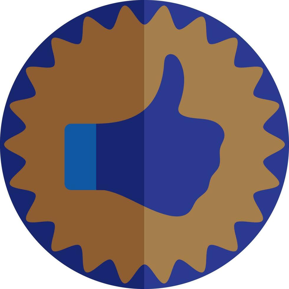 Thumb up sign in circular badge icon. vector