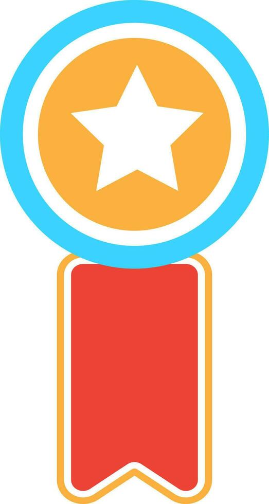 Badge with ribbon in flat style. vector