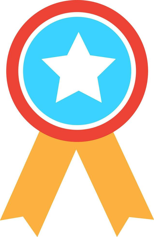 Star decorated badge with ribbon. vector