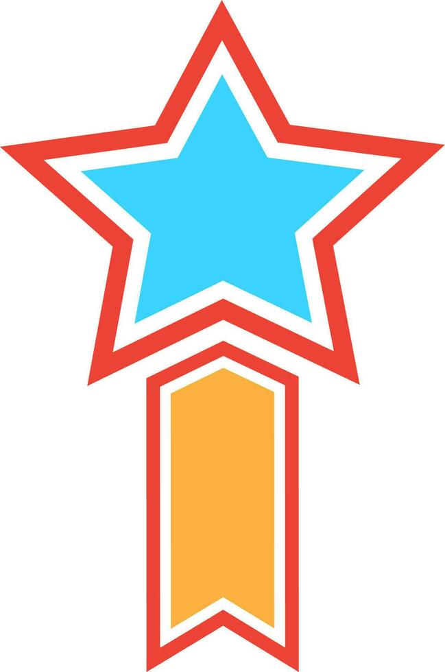 Badge with ribbon in flat style illustration. vector