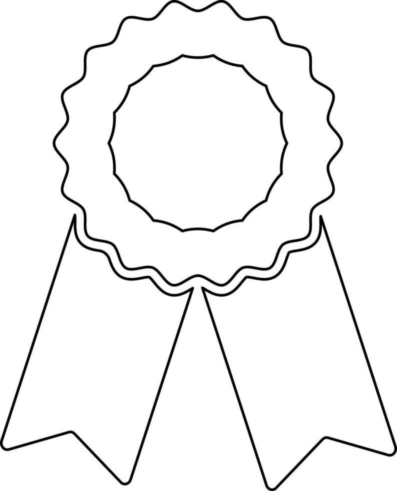 Black line art badge with ribbon. vector