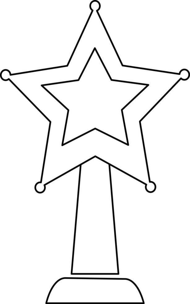 Black line art star decorated award. vector