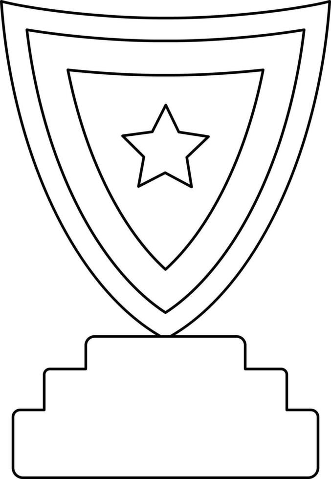 Line art star decorated shield trophy award. vector