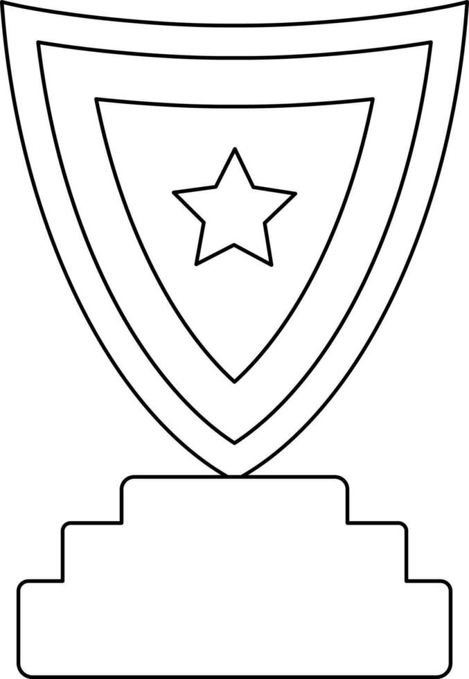 Line art star decorated shield trophy award. vector