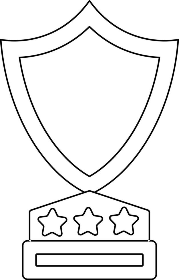Black line art stars decorated shield trophy award. vector