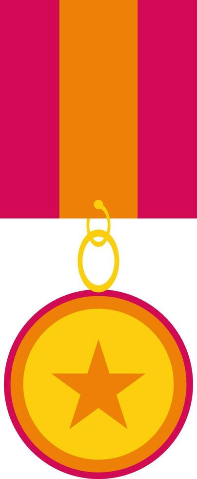 Orange and pink star medal. vector