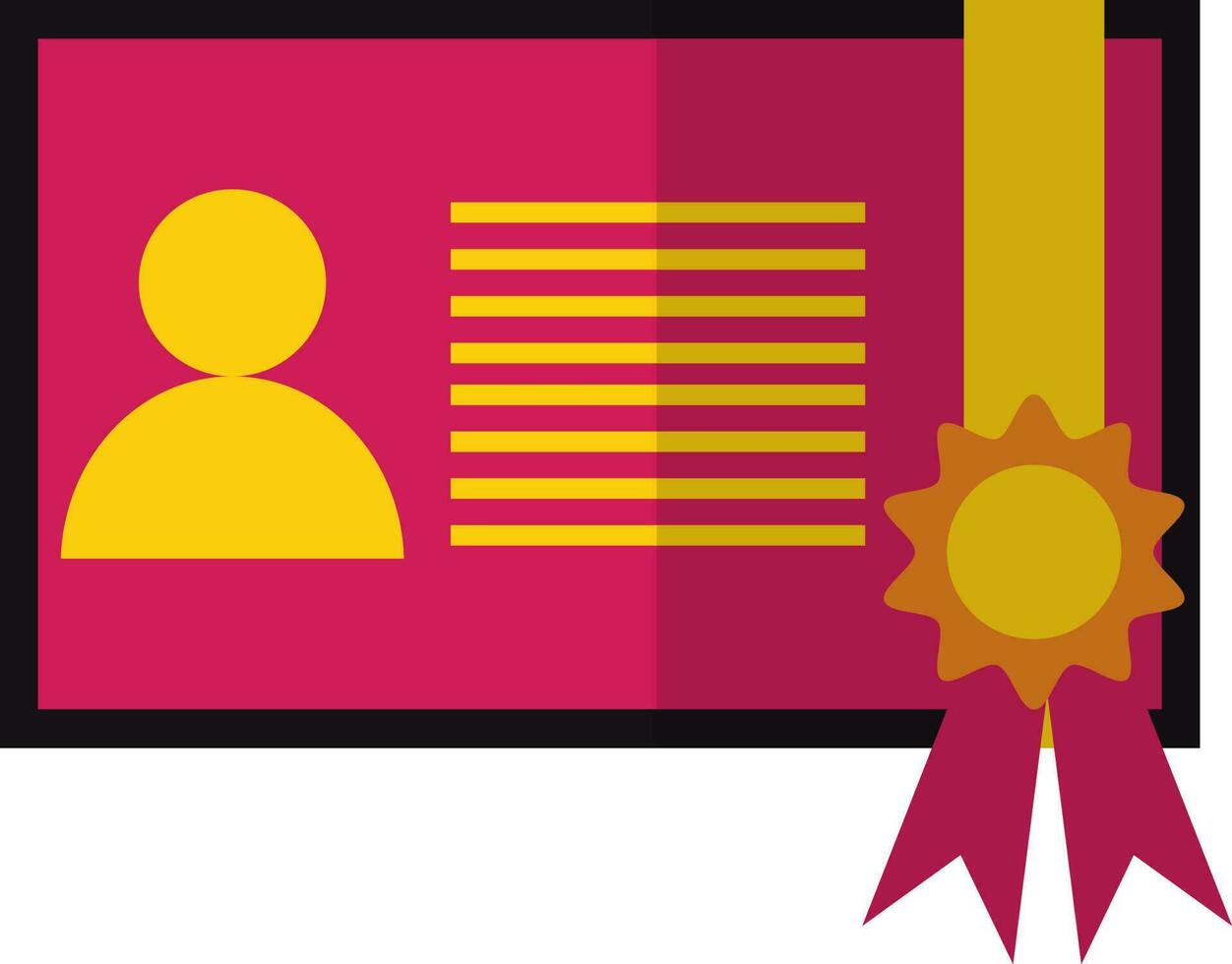 Pink certificate decorated with yellow badge. vector