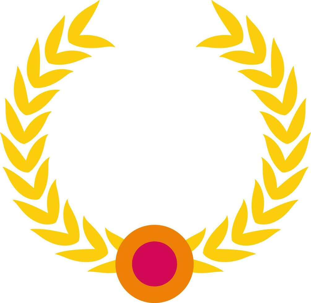 Yellow wreath award circular branches symbol. vector