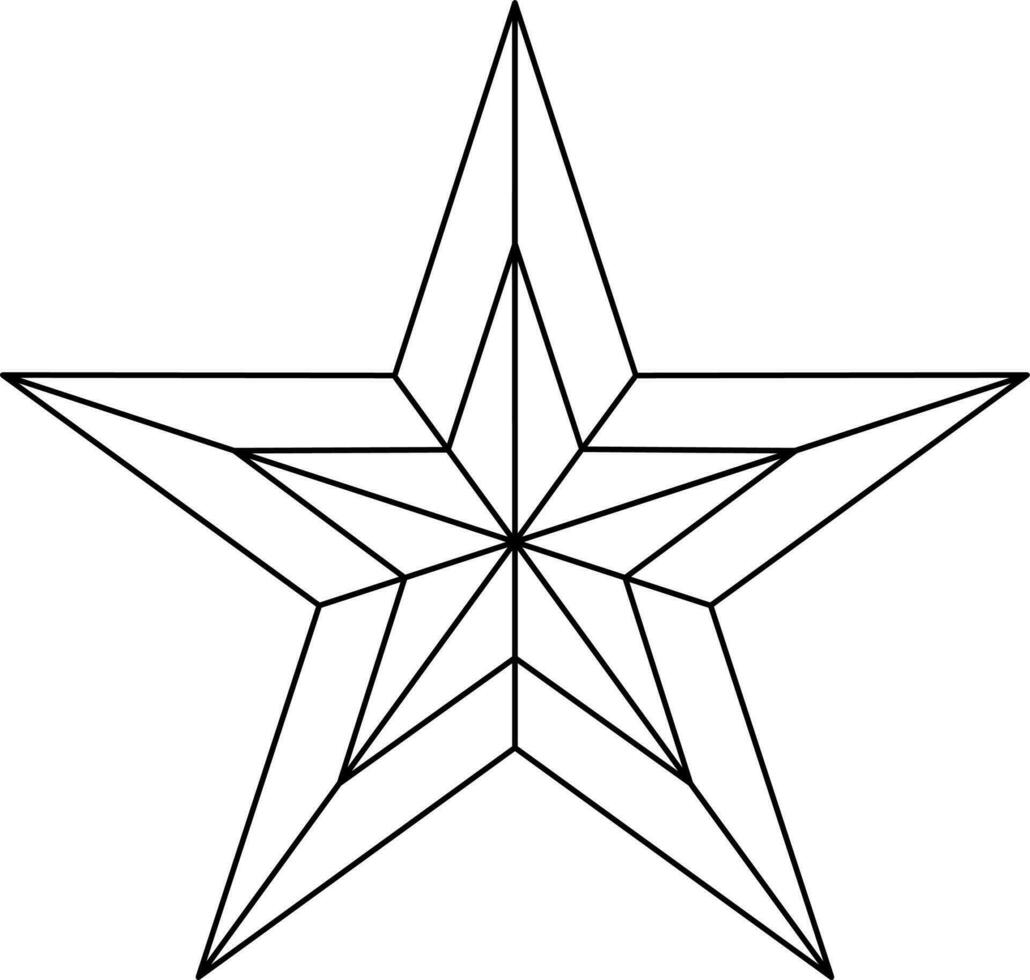 Star badge award in black line art. vector