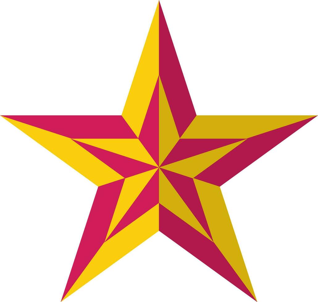 Flat style star badge award in pink and yellow color. vector