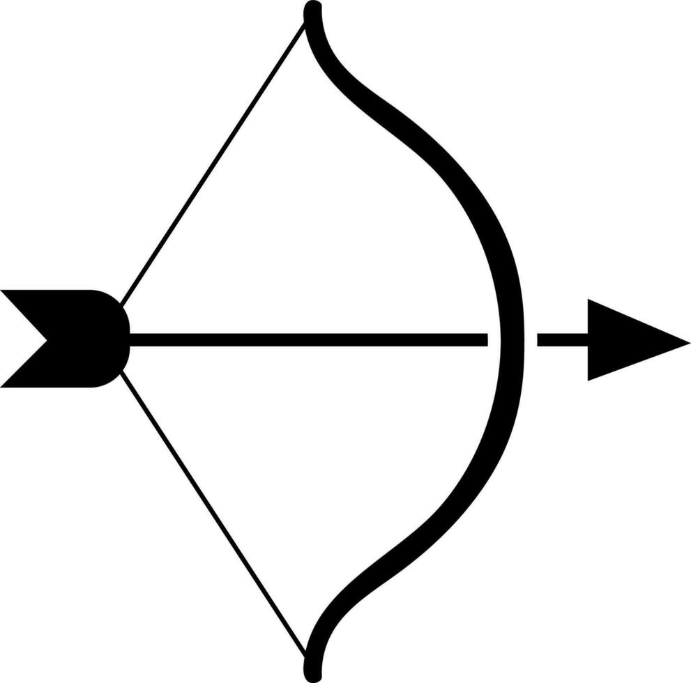 Cupido flecha con arco en plano estilo. vector