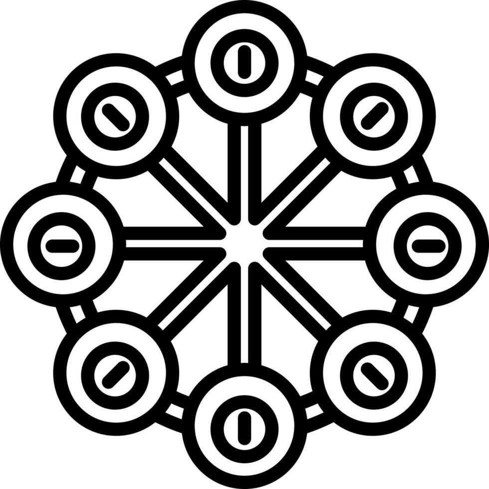 Rattle toy icon in line art. vector