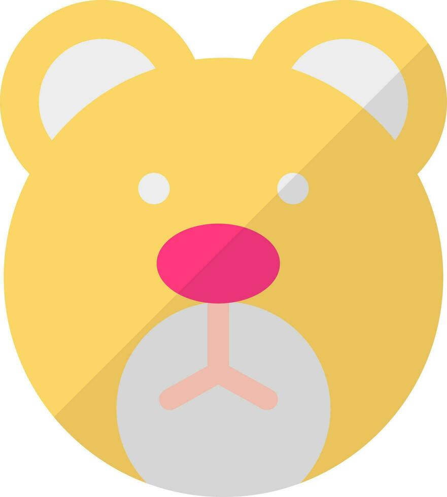 Cartoon bear face icon in yellow color. vector