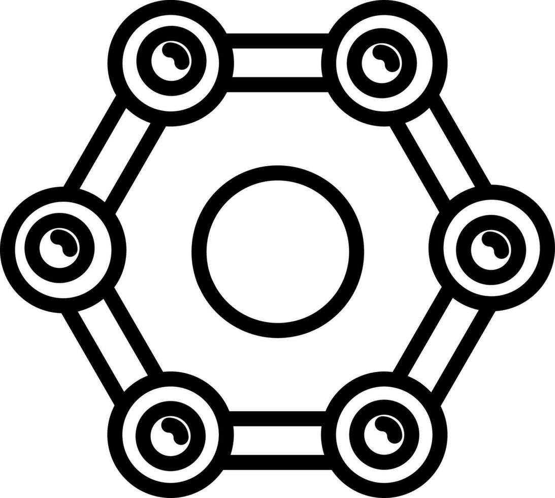 Rattle toy icon in line art. vector