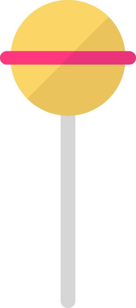 Yellow and pink lollipop icon in flat style. vector