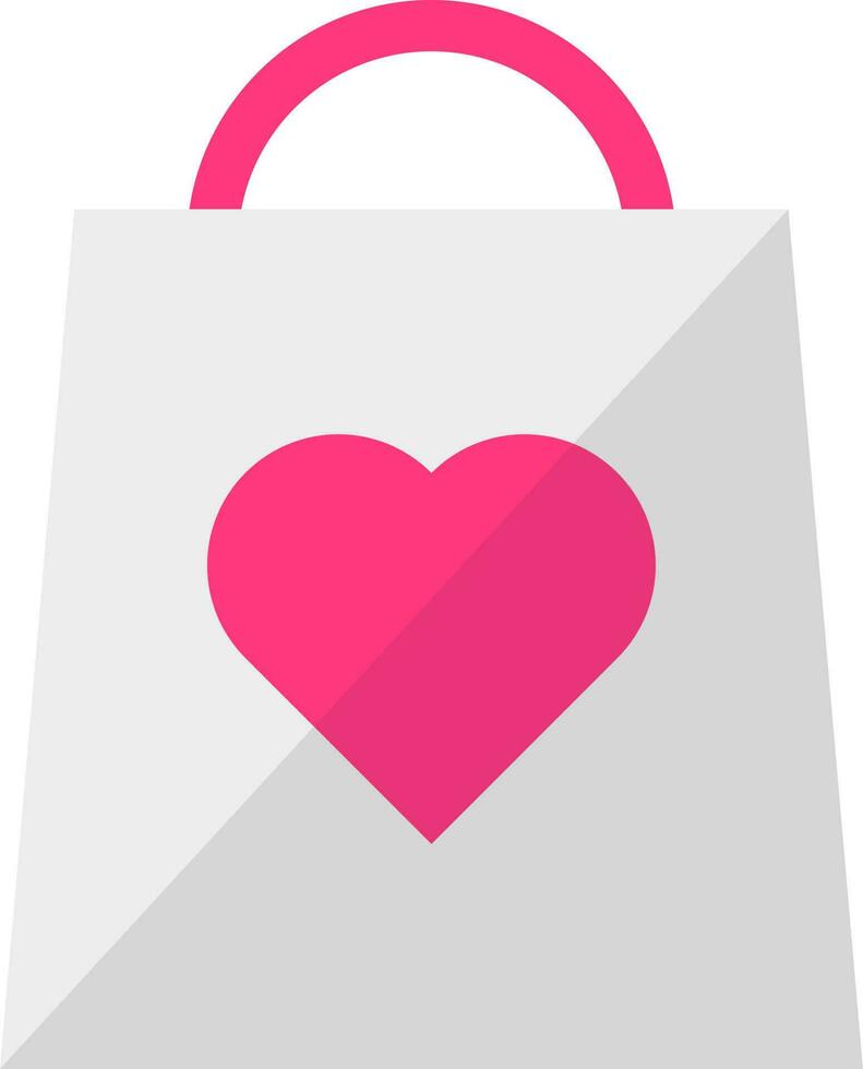 rosado y gris corazón símbolo en llevar bolso icono. vector