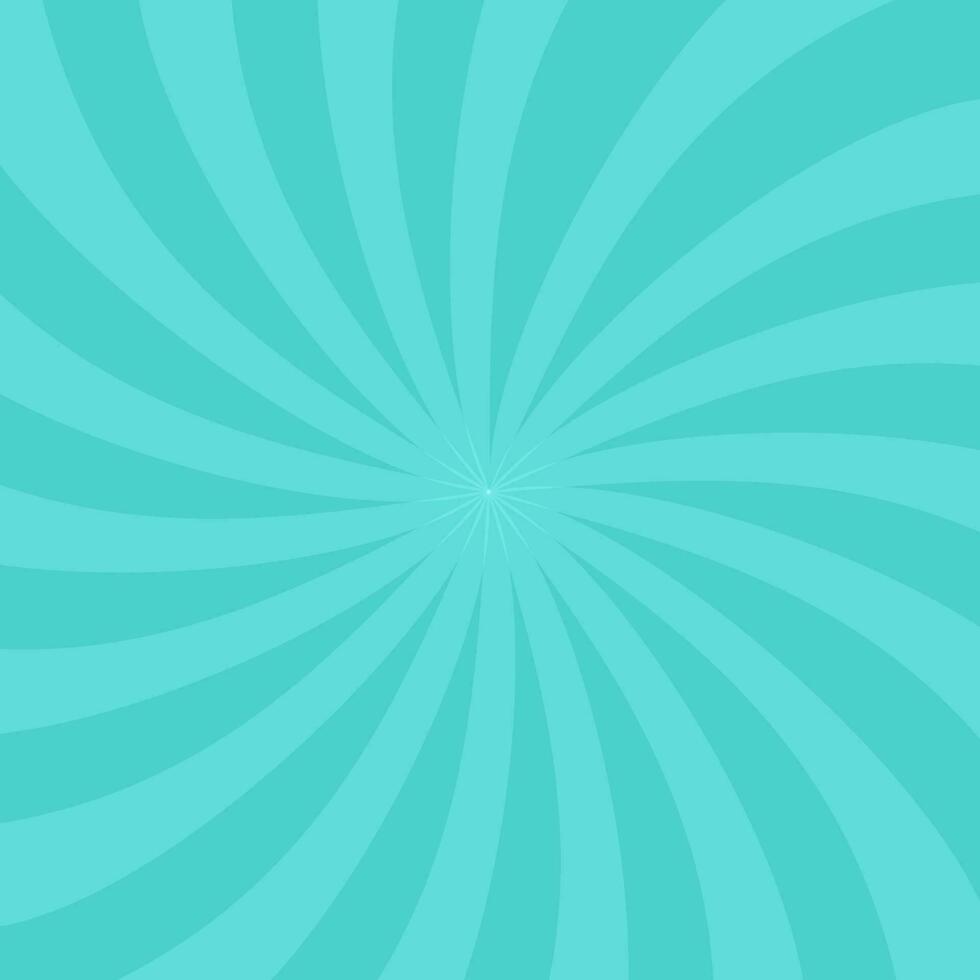 Abstract spiral rays turquoise color background. vector