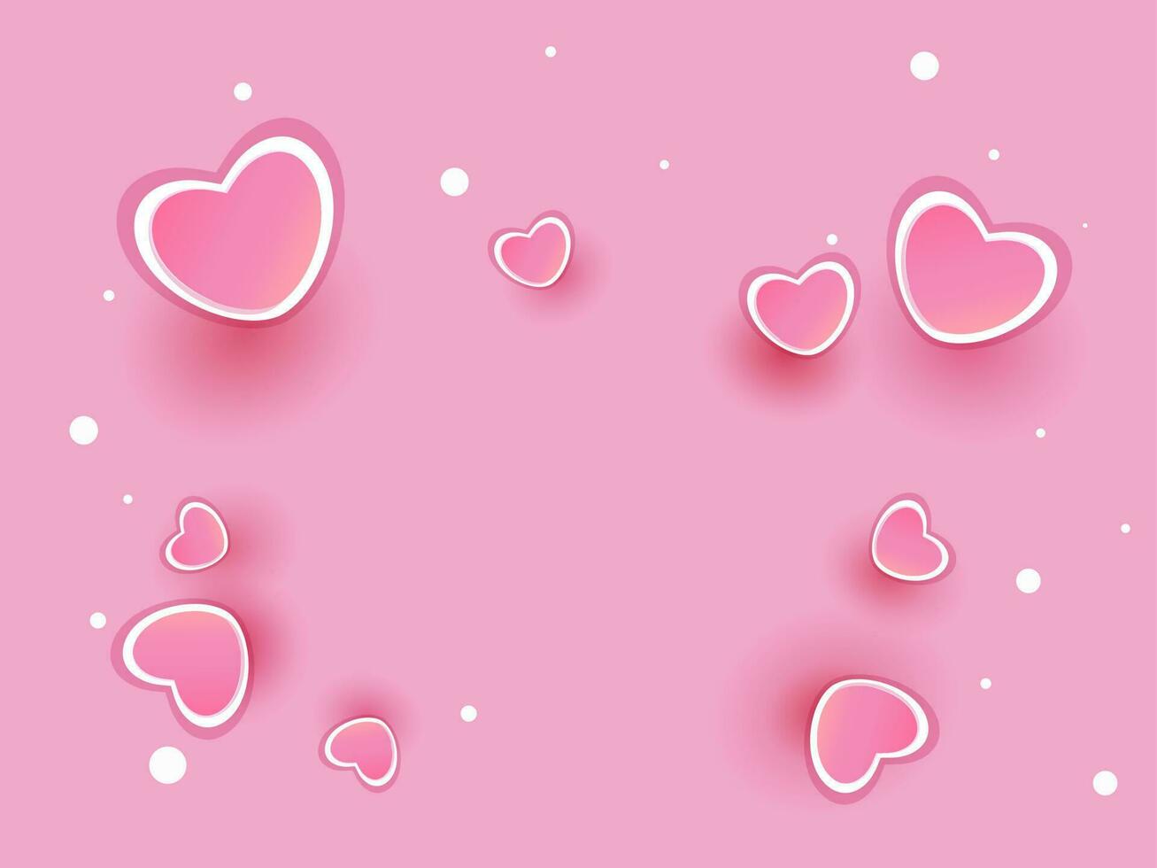 Pink paper cut heart shape abstract pattern decorated background. vector