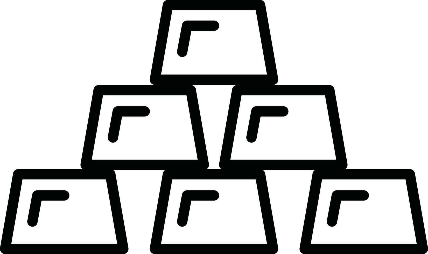 Stack of Gold or Ingot icon in line art. vector