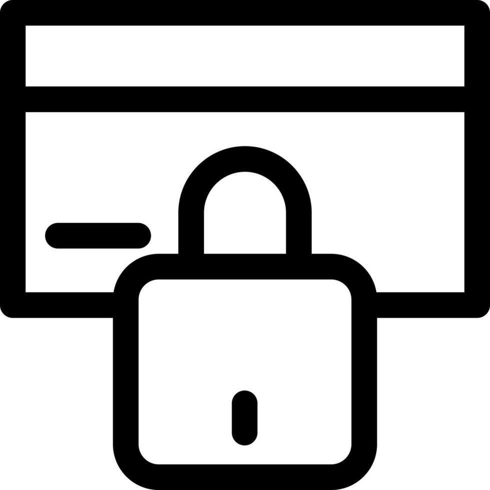 Credit card lock icon in line art. vector