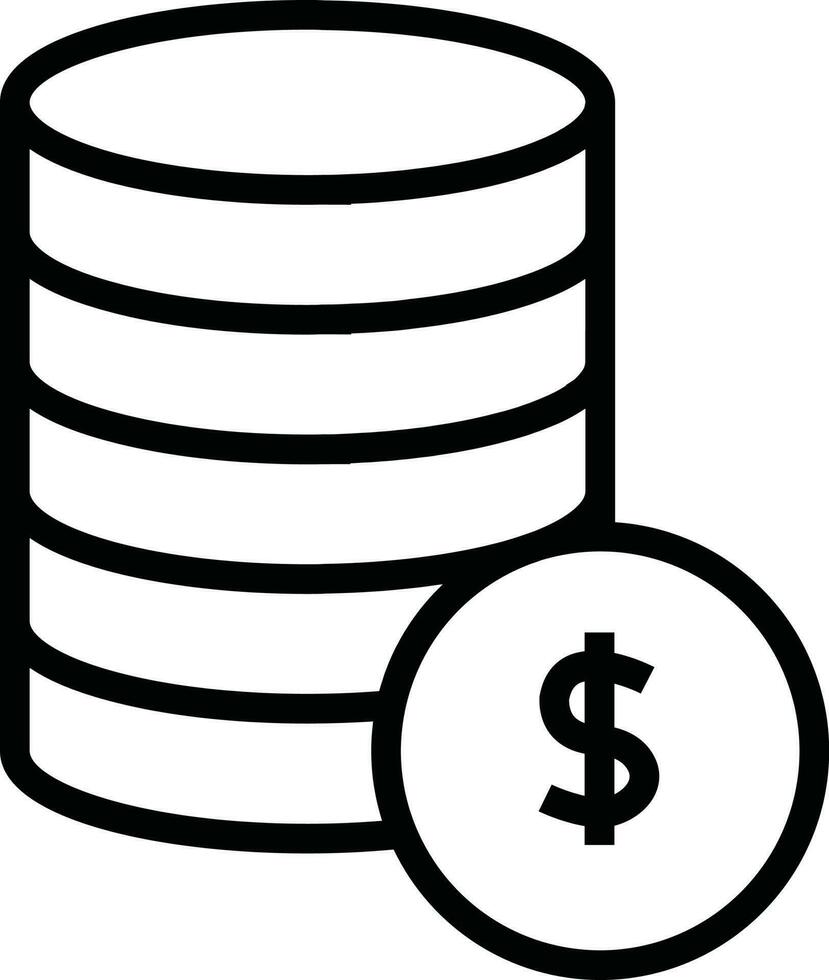Stack of Cash Money Dollar Coins icon in thin line art. vector