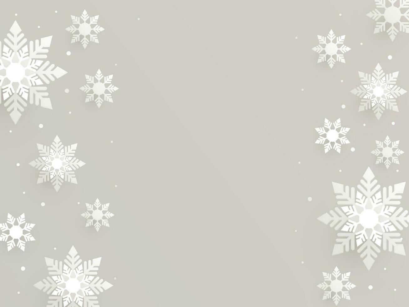 White snowflakes decorated gray background. vector