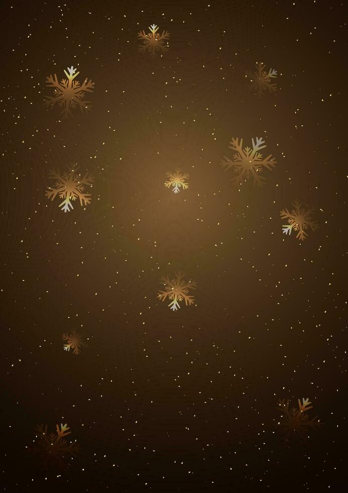 Brown glittering effect background decorated with snowflakes. vector