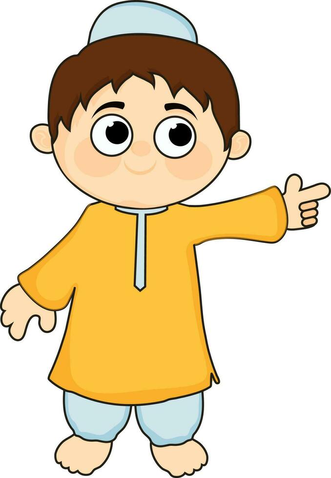 Illustration of cute little muslim boy. vector