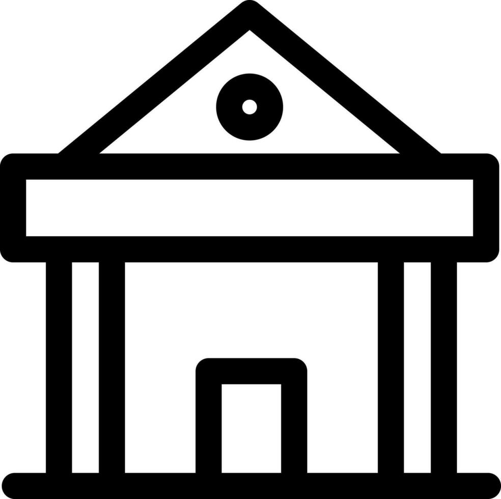 Line art bank icon in flat style. vector