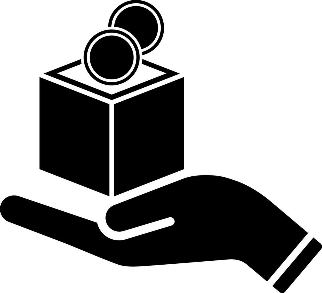 Block reward box on hand sign or symbol. vector