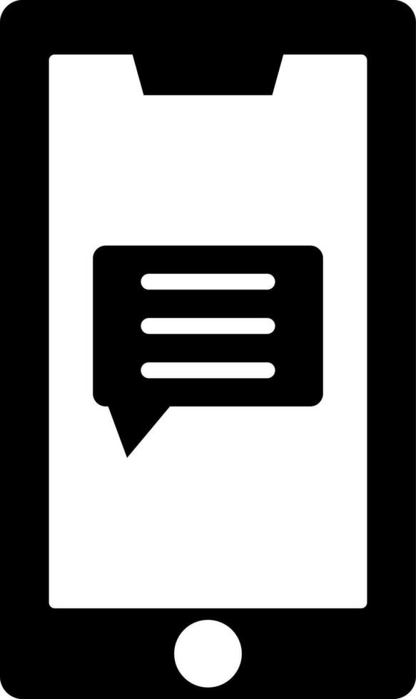 Online chatting from smart phone glyph icon. vector
