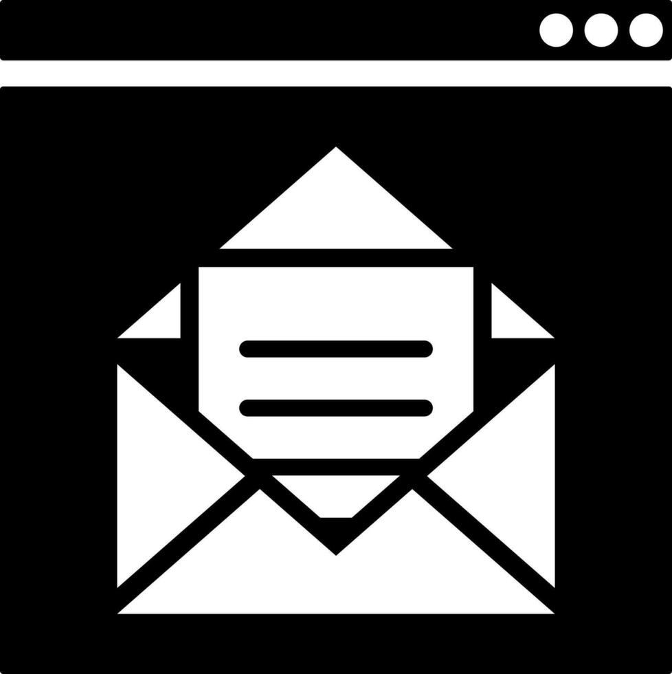 Online mailing icon in Black and White color. vector