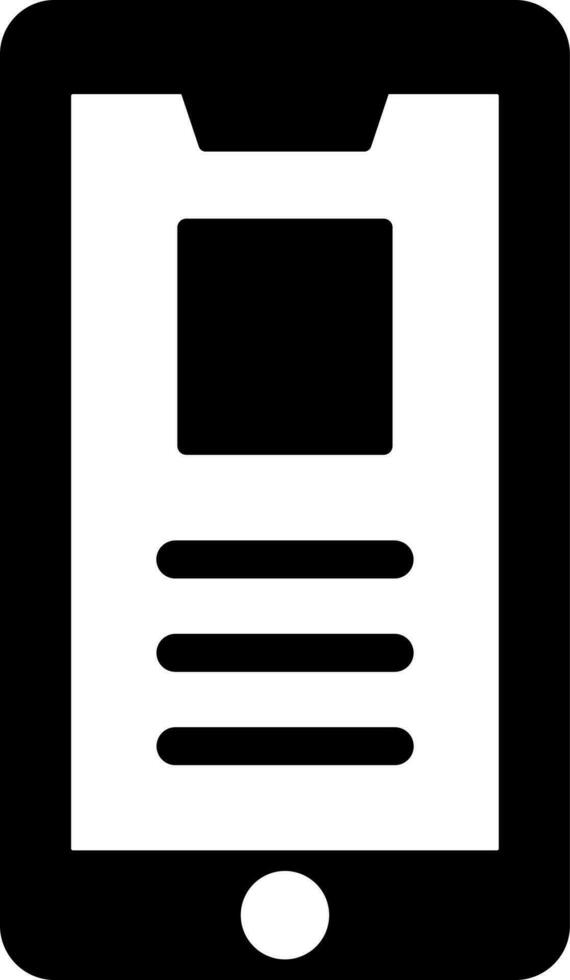 Black and White illustration of smart phone icon. vector