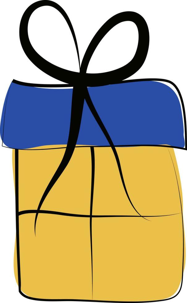 Icon of yellow gift box in flat style. vector
