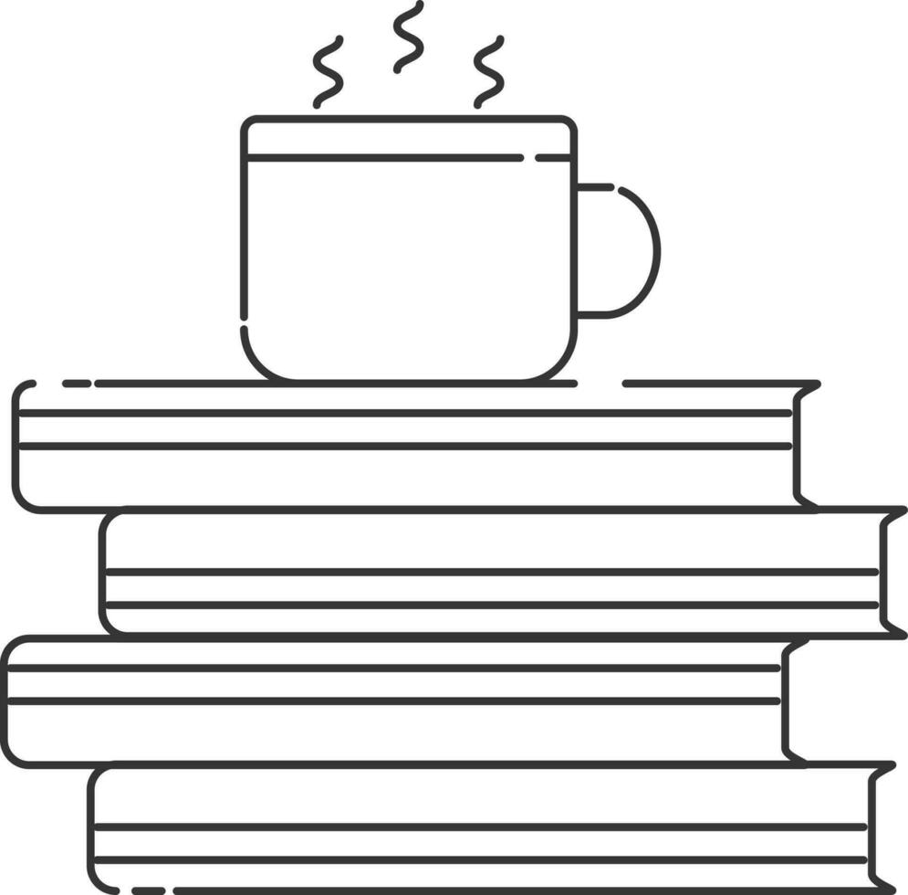Isolated hot coffee cup and book flat icon. vector