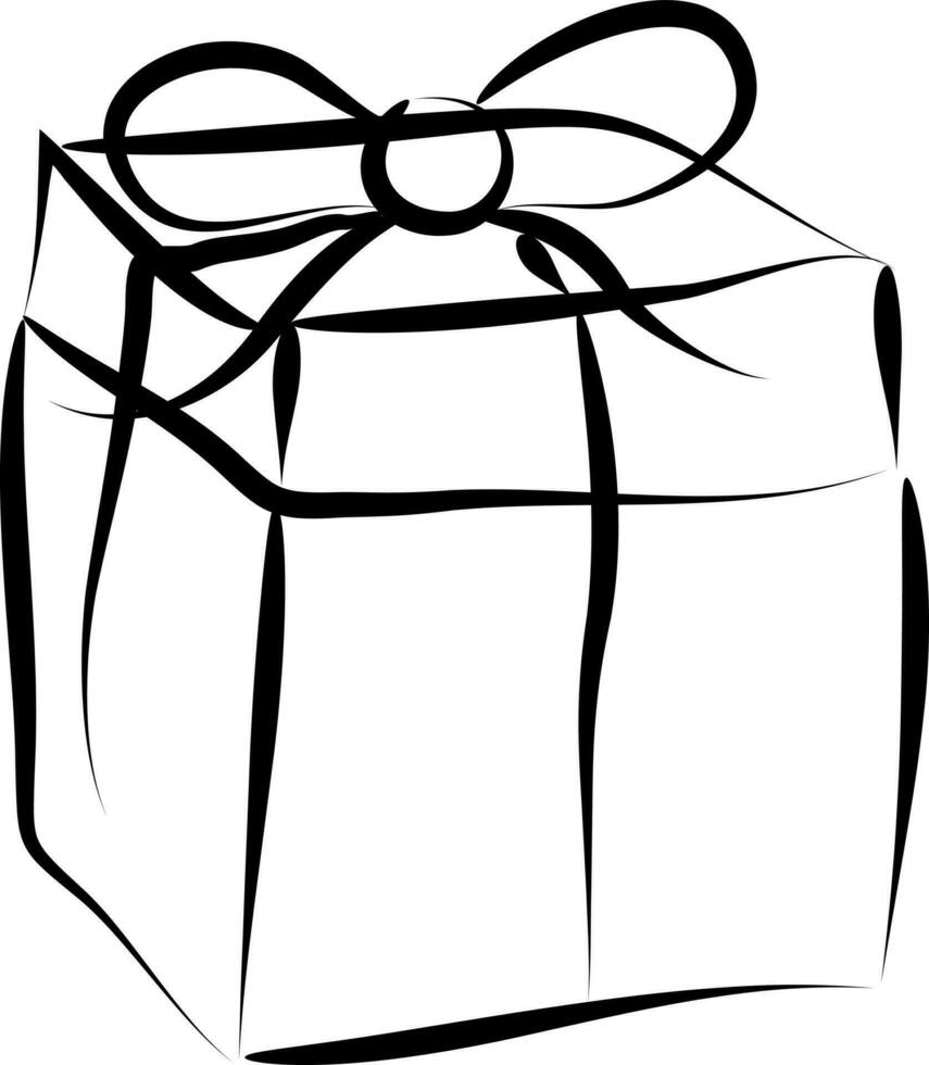 Line art icon of gift box in flat style. vector