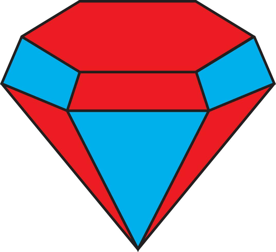 Flat style sketch in red and blue color. vector