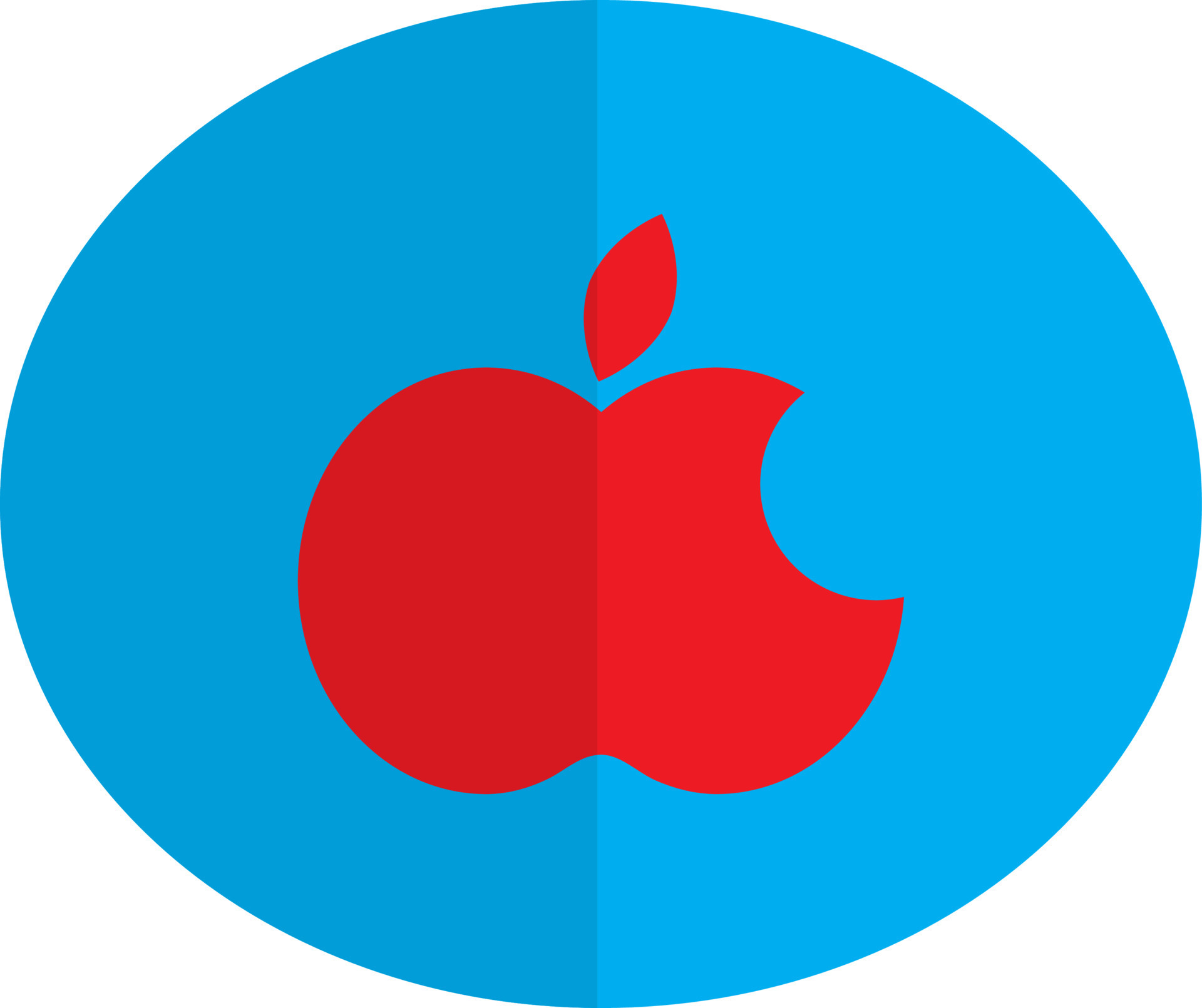 Red apple logo on blue circle. 24285793 Vector Art at Vecteezy