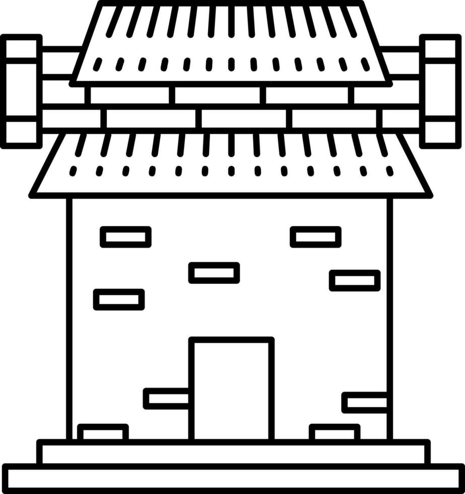 Black line art illustration of house. vector