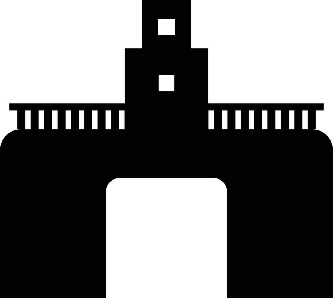 Glyph icon or symbol of bridge in flat style. vector