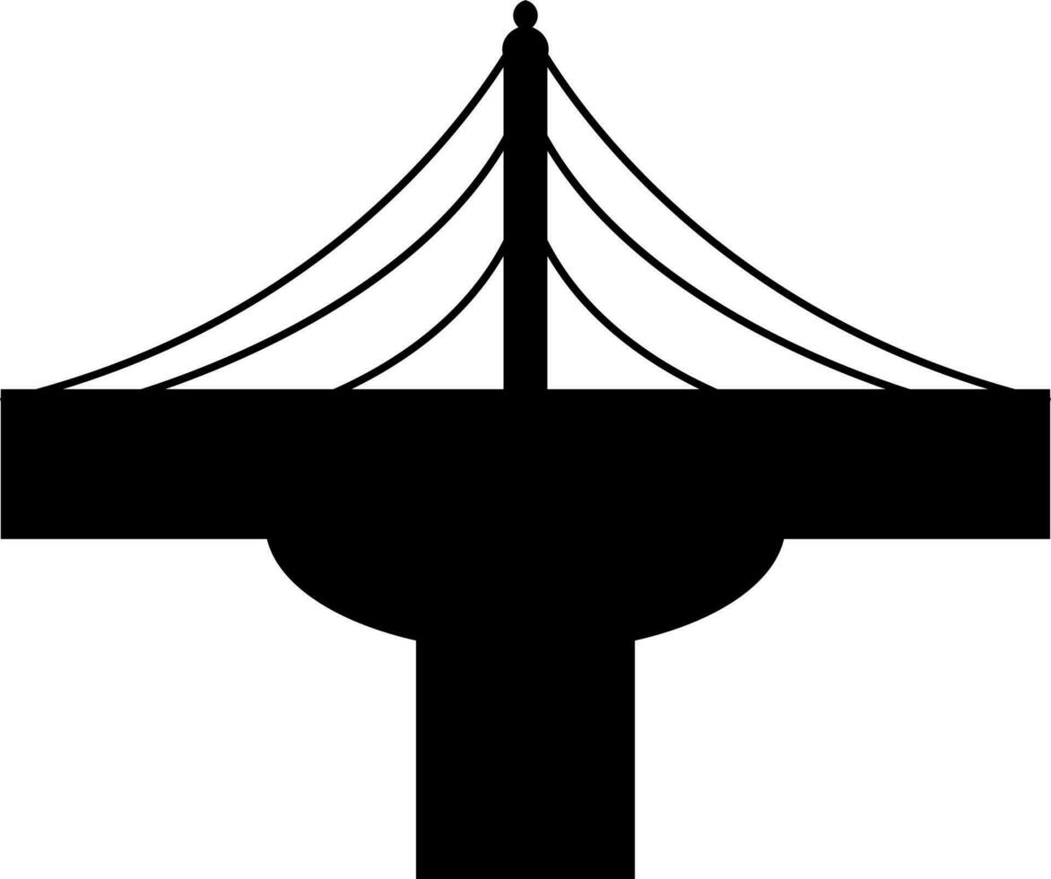 Icon of a modern bridge isolated in black color. vector