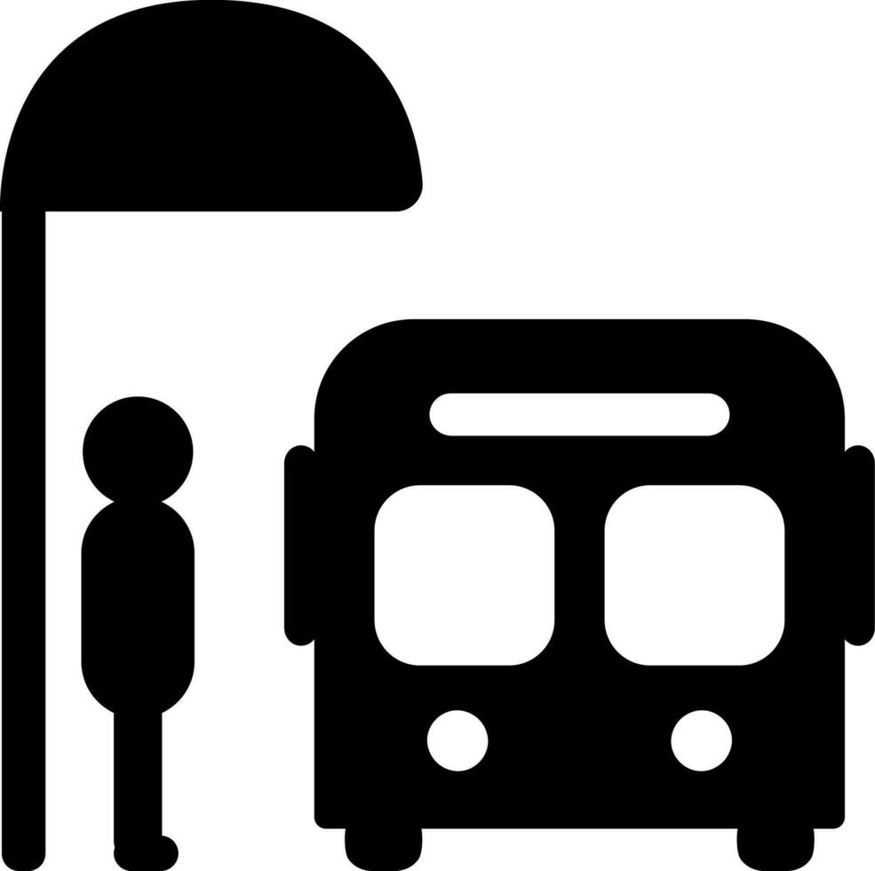 Bus stop icon in glyph style. vector