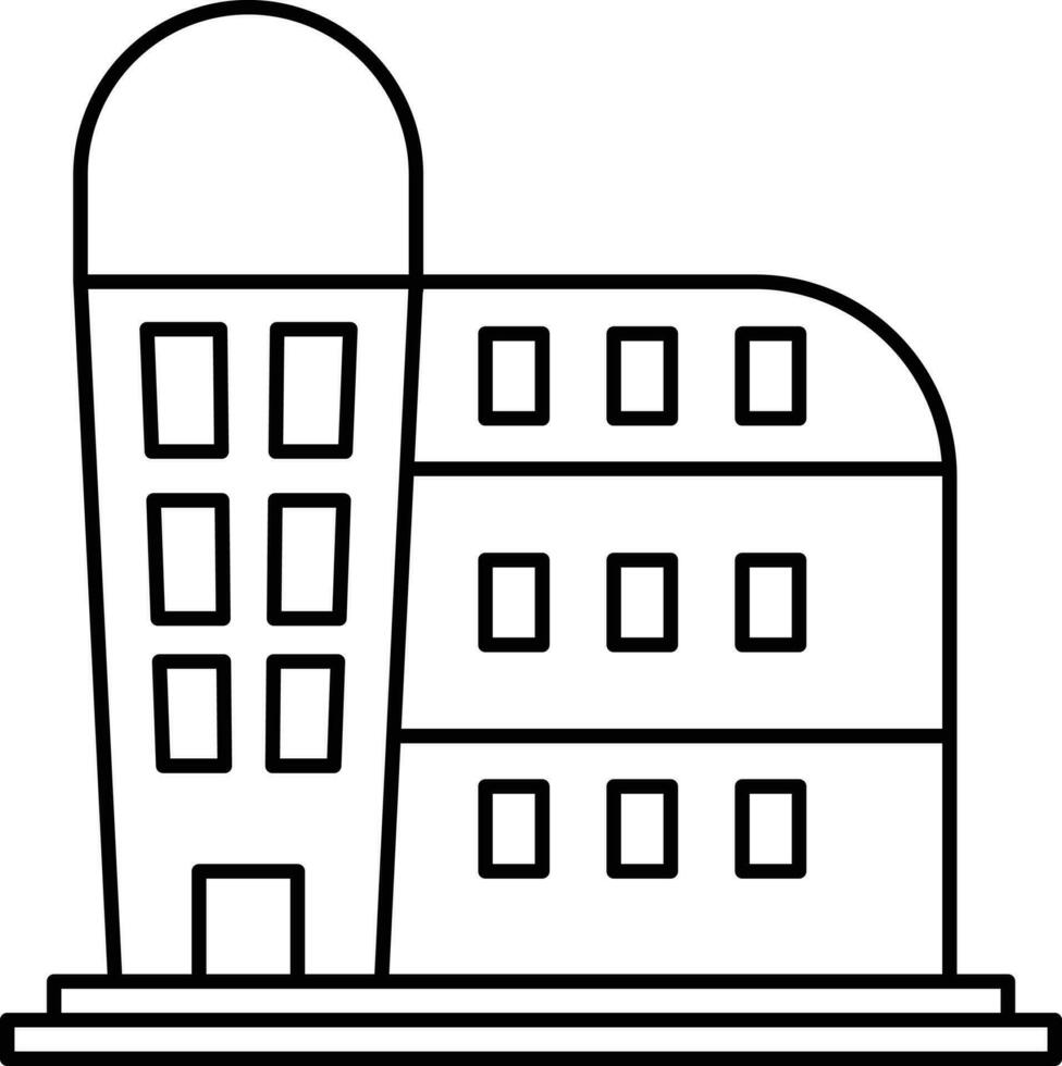Black line art shop building. vector